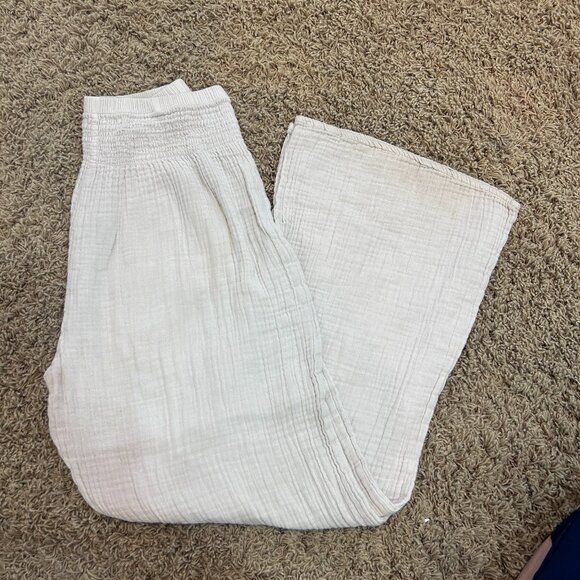 LOTUS AND LUNA Cream Wide Leg Cotton Pants In Women's Size S/M - Picture 7 of 9